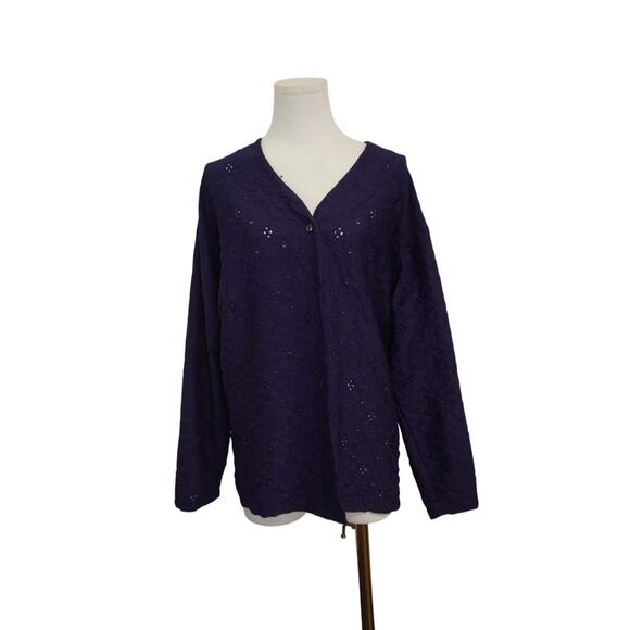 Women's Adolfo studio Blue Pattern Cardigan - Size 2XL - Picture 1 of 6
